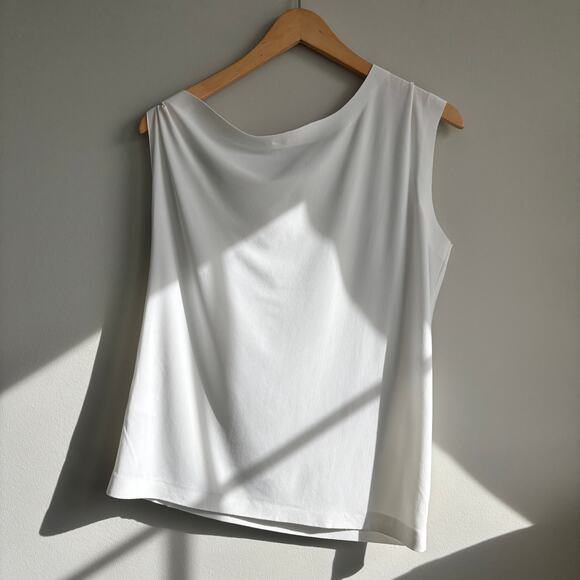 Norma Kamali Revolve Drop Shoulder Top Draped Snow White Women's Size Small / 36 - Picture 3 of 10